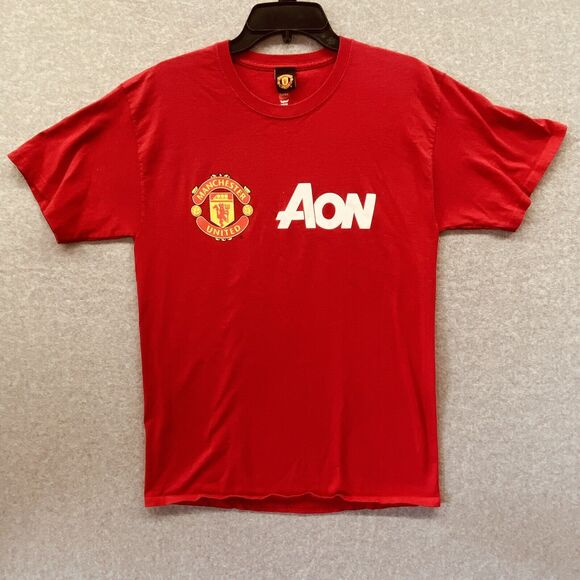 Manchester United Shirt Mens Size Medium Aon Short Sleeve Red Soccer Tee M - Picture 1 of 7